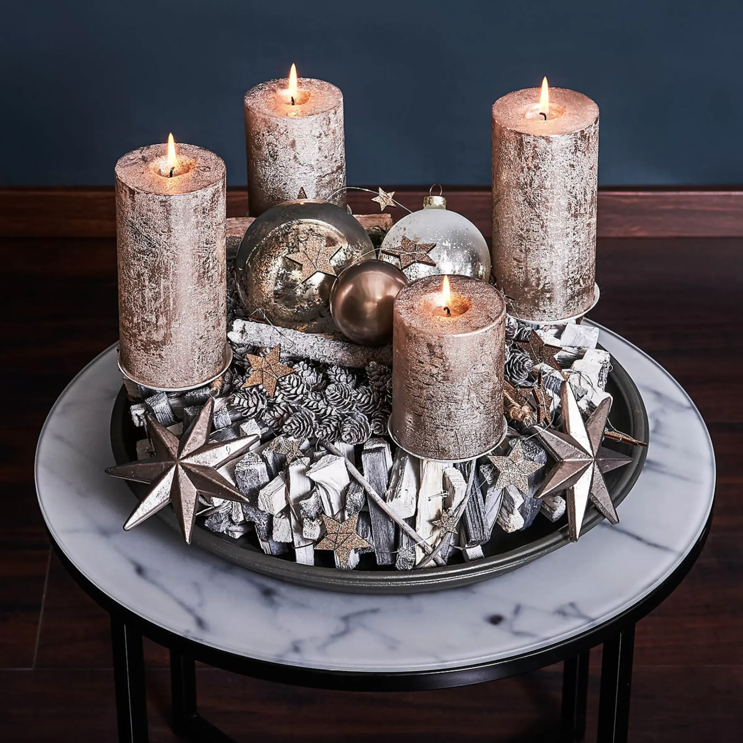 Depot Bougie Pilier Finition Metallisee