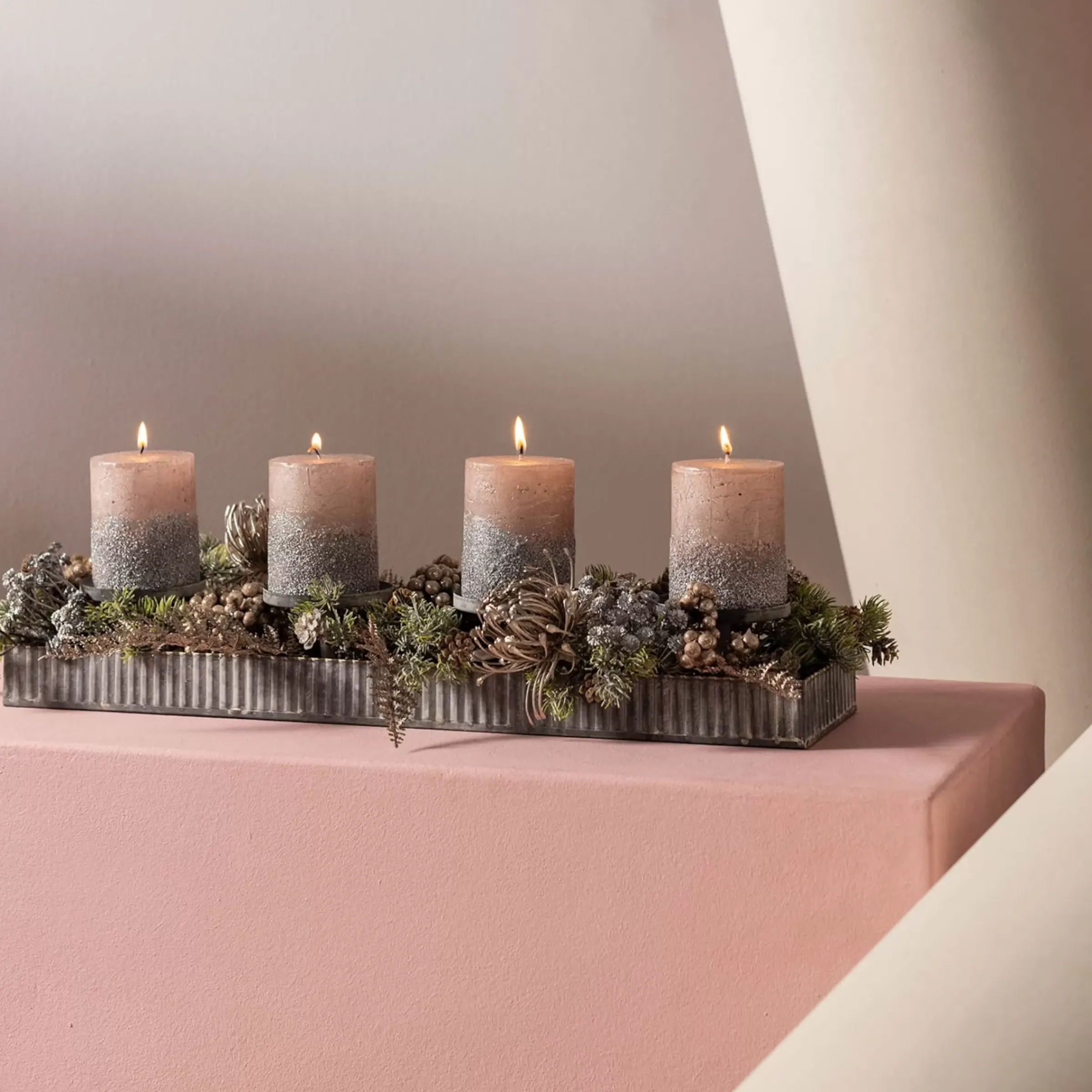 Depot Bougie Pilier Metallic Granulat