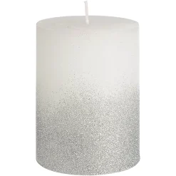 Depot Bougie Pilier Rustic Silver Glitter