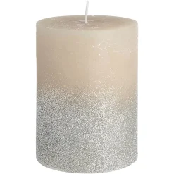 Depot Bougie Pilier Rustic Silver Glitter