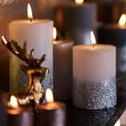 Depot Bougie Pilier Rustic Silver Glitter