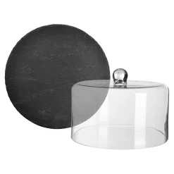 Depot Cloche En Verre Avec Plateau De Service En Ardoise Best Sale
