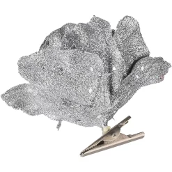 Depot Fleur Artificielle Scintillante Rose Sur Clip